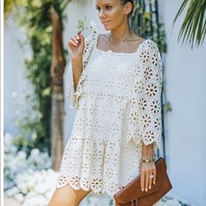 Vici Vicidolls Alvin Tiered crochet Cream dress size XL boho chic summer dress